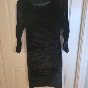Crushed velvet black bodycon dress, women's